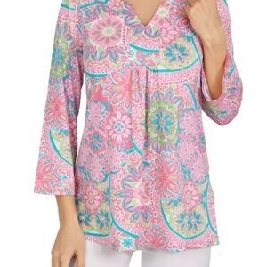 Ruby Rd. Pink and Green Floral Tunic